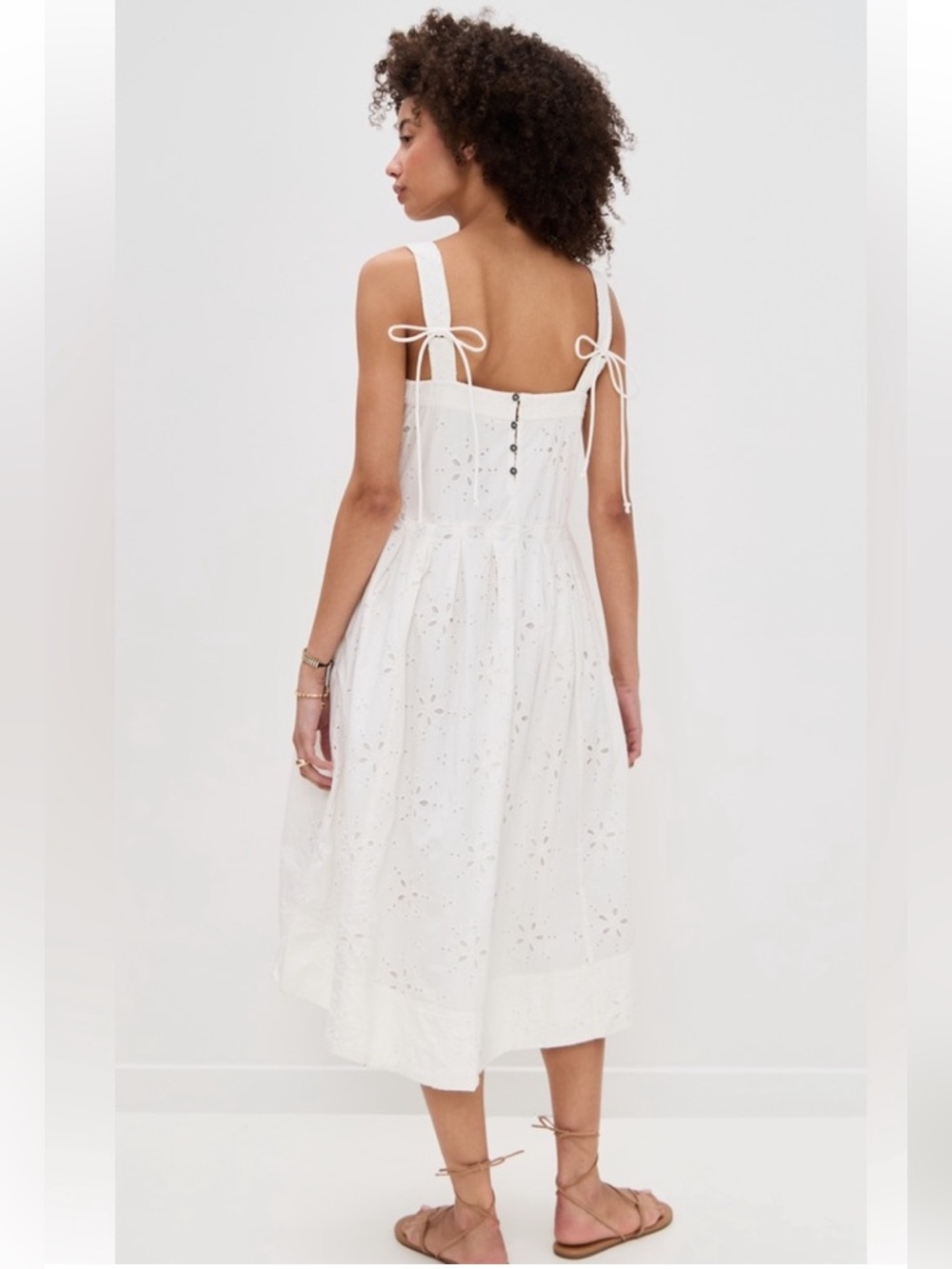 FREE PEOPLE Primavera Eyelet Midi Dress in White, size XS NEW - Picture 5 of 13